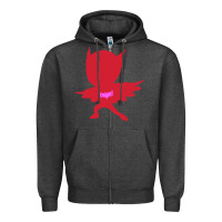 Charcoal Heather owlette illustration Zipper Hoodie - InspiraDesign
