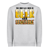 Heather Grey The Only c B s I NeedIs Beer And Sunshine Heavyweight Sweatshirt - CowhideDigitalArt