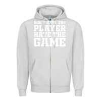 Dove Grey Don't Hate The Player Hate The Game Zipper Hoodie - InspiraDesign