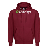 Burgundy O'Charley's Resto and Bar Zipper Hoodie - InspiraDesign