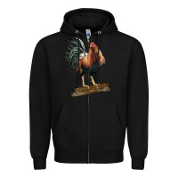 Black american game rooster standing Zipper Hoodie - LillyAllenDesigns