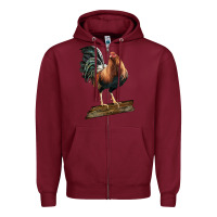 Burgundy american game rooster standing Zipper Hoodie - LillyAllenDesigns