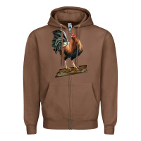 Chestnut american game rooster standing Zipper Hoodie - LillyAllenDesigns