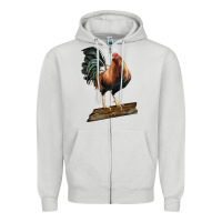 Dove Grey american game rooster standing Zipper Hoodie - LillyAllenDesigns