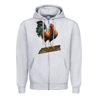 Heather Grey american game rooster standing Zipper Hoodie - LillyAllenDesigns