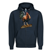 Navy american game rooster standing Zipper Hoodie - LillyAllenDesigns
