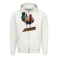 Oatmeal Heather american game rooster standing Zipper Hoodie - LillyAllenDesigns