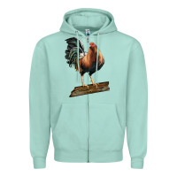 Seafoam american game rooster standing Zipper Hoodie - LillyAllenDesigns