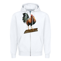 White american game rooster standing Zipper Hoodie - LillyAllenDesigns
