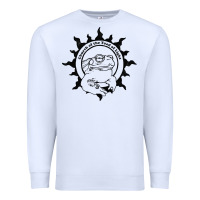 White Authentic Church Of The Toad Of Light Psychedlic Frog Licking (Distres Premium Sweatshirt - DesignPulse