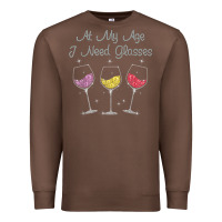 Chestnut At My Age I need Glasses Premium Sweatshirt - DesignPulse