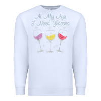 White At My Age I need Glasses Premium Sweatshirt - DesignPulse