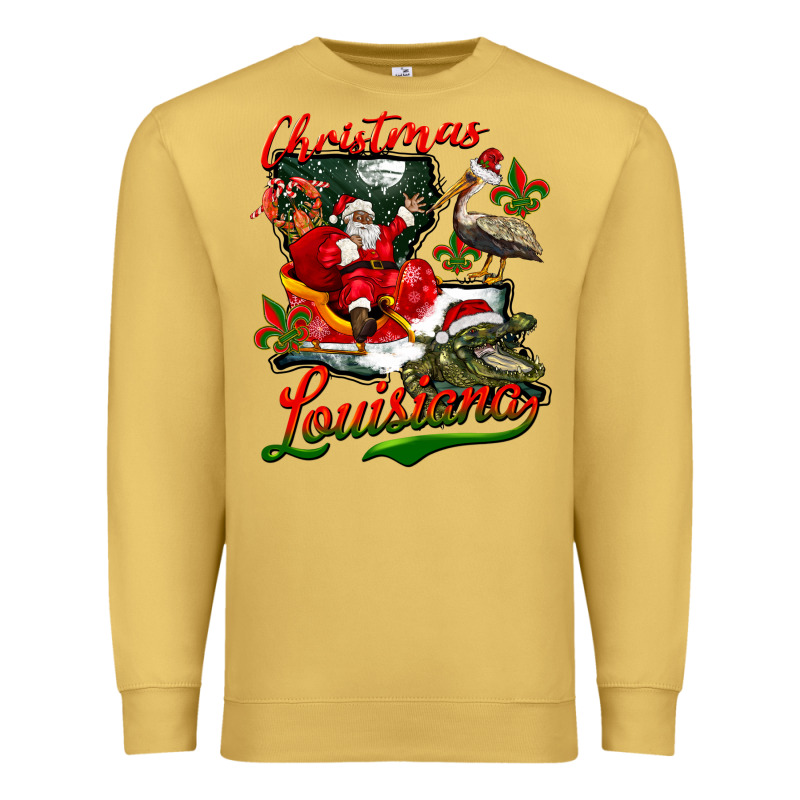 Louisiana Christmas With  Afro Santa Premium Sweatshirt by BarkalooDesign | Teevron