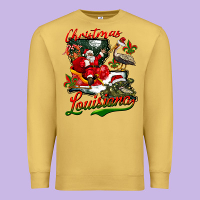 Louisiana Christmas With  Afro Santa Premium Sweatshirt Designed By Barkaloodesign