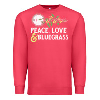 Cardinal peace , love & bluegrass   banjo nature vines illu Premium Sweatshirt - DesignPulse