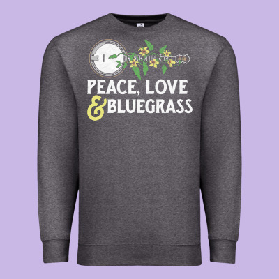 Peace , Love & Bluegrass   Banjo Nature Vines Illu Premium Sweatshirt Designed By Designpulse