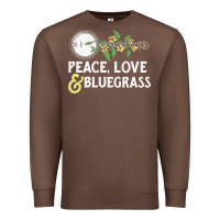 Chestnut peace , love & bluegrass   banjo nature vines illu Premium Sweatshirt - DesignPulse