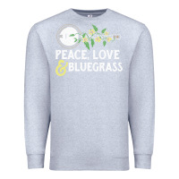 Heather Grey peace , love & bluegrass   banjo nature vines illu Premium Sweatshirt - DesignPulse