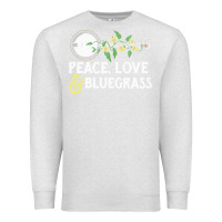 Oatmeal Heather peace , love & bluegrass   banjo nature vines illu Premium Sweatshirt - DesignPulse