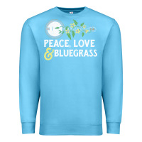 Ocean Blue peace , love & bluegrass   banjo nature vines illu Premium Sweatshirt - DesignPulse