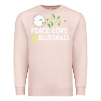 Pale Pink peace , love & bluegrass   banjo nature vines illu Premium Sweatshirt - DesignPulse