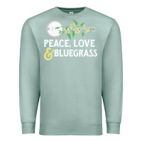 Seafoam peace , love & bluegrass   banjo nature vines illu Premium Sweatshirt - DesignPulse
