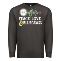 Smoke peace , love & bluegrass   banjo nature vines illu Premium Sweatshirt - DesignPulse
