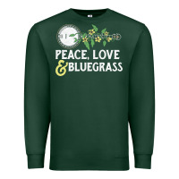 Sports Green peace , love & bluegrass   banjo nature vines illu Premium Sweatshirt - DesignPulse