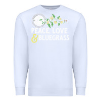 White peace , love & bluegrass   banjo nature vines illu Premium Sweatshirt - DesignPulse