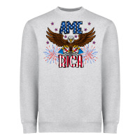 Heather Grey America eagle Heavyweight Sweatshirt - CowhideDigitalArt
