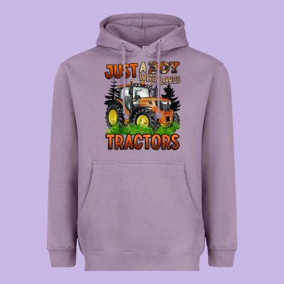 Just A Boy Who Loves Tractors Heavyweight Hoodie Designed By Barkaloodesign