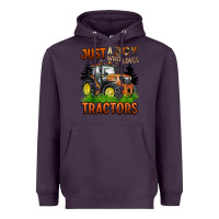Plum just a boy who loves tractors Heavyweight Hoodie - BarkalooDesign