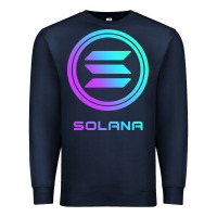 Navy solana crypto sol coin blockchain decentralized application long sleev Premium Sweatshirt - DesignPulse