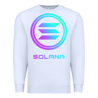 White solana crypto sol coin blockchain decentralized application long sleev Premium Sweatshirt - DesignPulse
