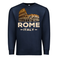 Navy Cool Vintage Roma Italia Colosseum Souvenirs, Rome Italy Pullover Hood Premium Sweatshirt - DesignPulse