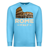 Ocean Blue Cool Vintage Roma Italia Colosseum Souvenirs, Rome Italy Pullover Hood Premium Sweatshirt - DesignPulse