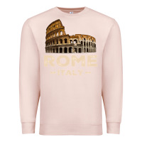 Pale Pink Cool Vintage Roma Italia Colosseum Souvenirs, Rome Italy Pullover Hood Premium Sweatshirt - DesignPulse