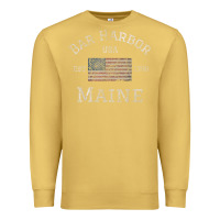 Antique Gold Bar Harbor Maine USA American Flag Established ME Vintage Premium Sweatshirt - PixelWave