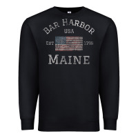 Black Bar Harbor Maine USA American Flag Established ME Vintage Premium Sweatshirt - PixelWave