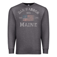 Charcoal Heather Bar Harbor Maine USA American Flag Established ME Vintage Premium Sweatshirt - PixelWave