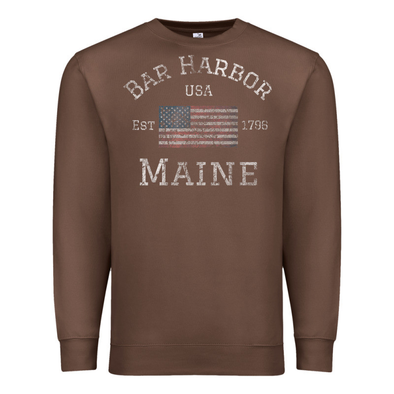Bar Harbor Maine Usa American Flag Established Me Vintage Premium Sweatshirt by PixelWave | Teevron