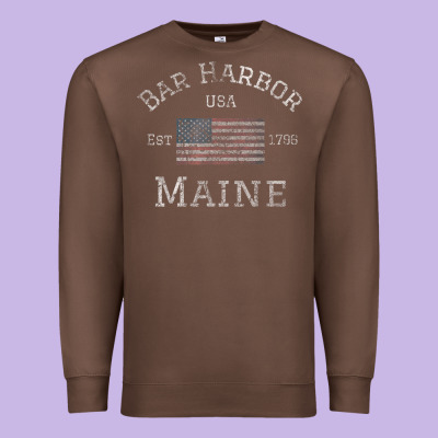 Bar Harbor Maine Usa American Flag Established Me Vintage Premium Sweatshirt Designed By Pixelwave