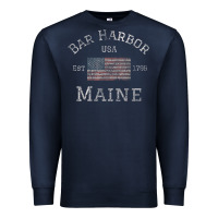 Navy Bar Harbor Maine USA American Flag Established ME Vintage Premium Sweatshirt - PixelWave