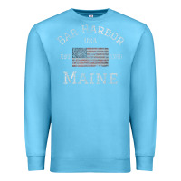 Ocean Blue Bar Harbor Maine USA American Flag Established ME Vintage Premium Sweatshirt - PixelWave