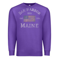 Purple Bar Harbor Maine USA American Flag Established ME Vintage Premium Sweatshirt - PixelWave