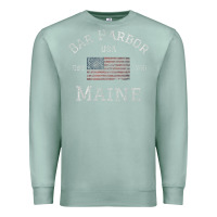 Seafoam Bar Harbor Maine USA American Flag Established ME Vintage Premium Sweatshirt - PixelWave