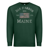 Sports Green Bar Harbor Maine USA American Flag Established ME Vintage Premium Sweatshirt - PixelWave
