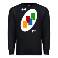 Black Uno Card Game Draw Four Premium Sweatshirt - PixelWave