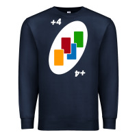 Navy Uno Card Game Draw Four Premium Sweatshirt - PixelWave