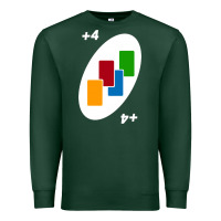 Sports Green Uno Card Game Draw Four Premium Sweatshirt - PixelWave